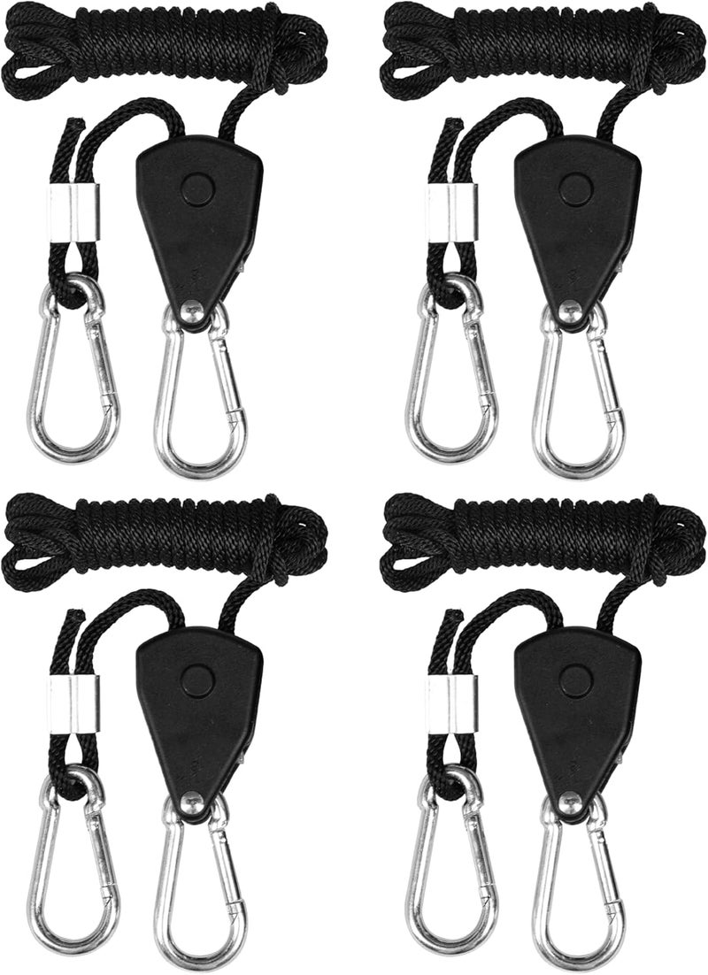 I-Power 2-Pair 1/8 Inch Adjustable Rope Hanger, Heavy Duty Grow Light Hangers with Reinforced Metal Gears, 8Ft Long & 150lbs Weight Capacity for Growing Lamp, Inline Fan, Filters - Image 1
